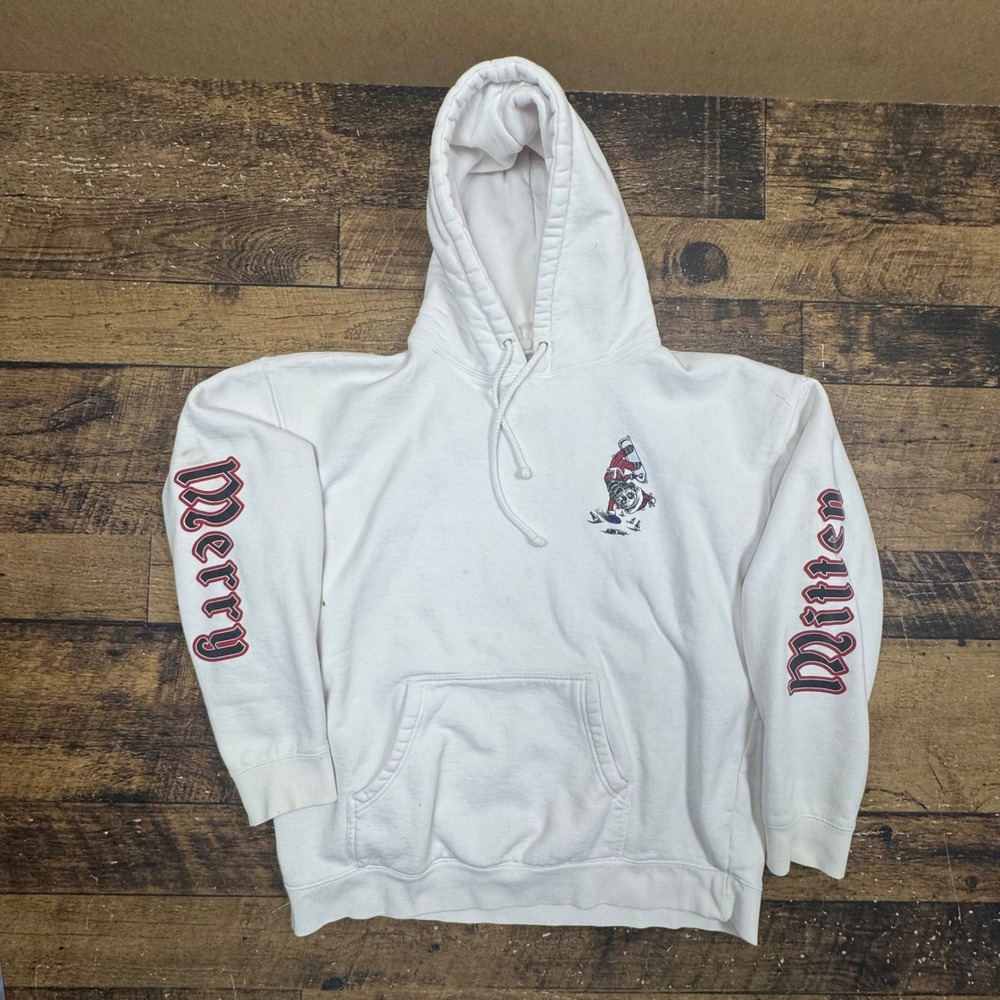 READ Fat Tire New Belgium Brewery White Graphic Hoodie Mens Christmas Skull Snow